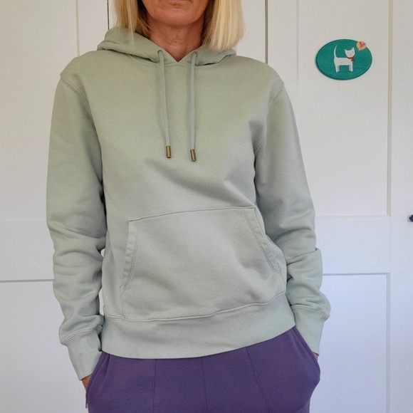 J. Crew Tops - J. Crew Authentic Fleece Drawstring Hoodie Light Size: M Light Sage Green #AH298